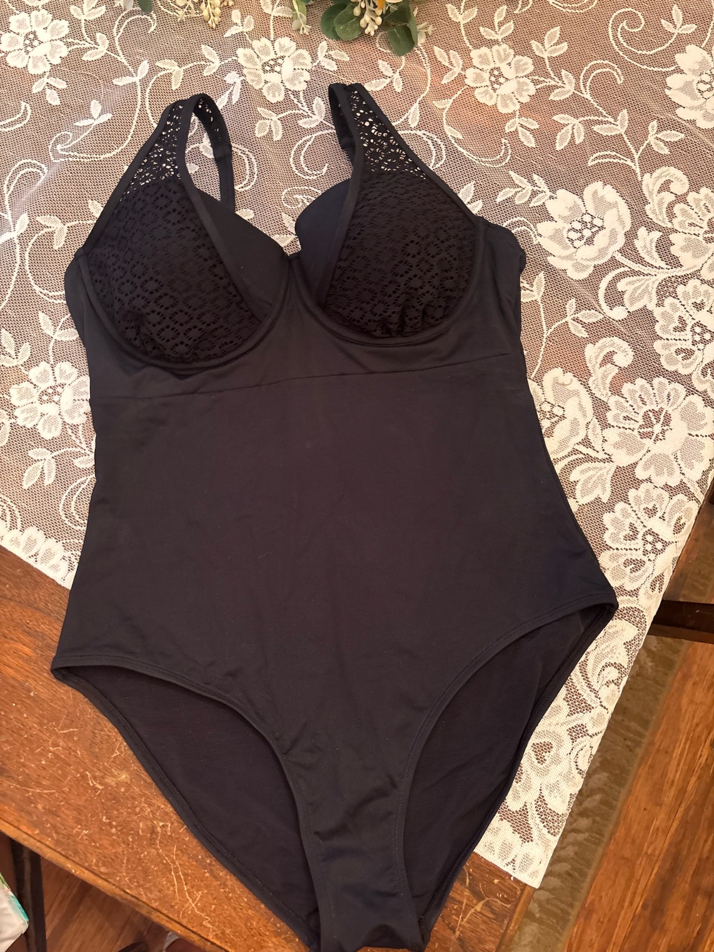 NEW Cupshe Black Slim & Sculpt one piece swimsuit, size XL
